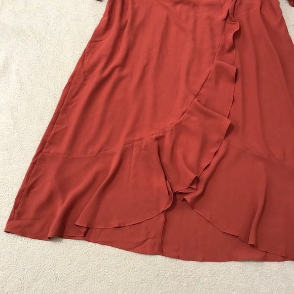 Faux Wrap Midi Dress Ruffle Short Sleeve Burnt Orange Size 2X - Picture 5 of 14